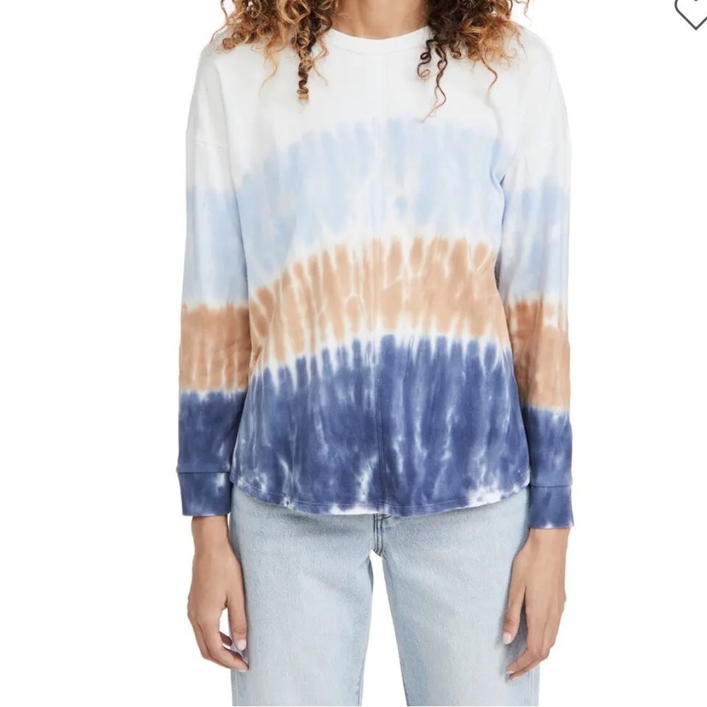 Madewell Delancey Long Sleeve Tee Shirt in Dip Dye Top Lighthouse Small
